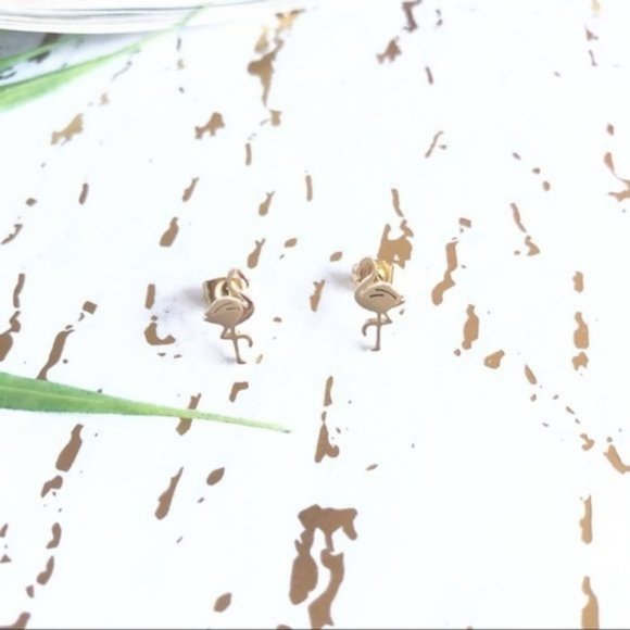 Dainty Flamingo Earrings Studs Stainless Steel - Picture 4 of 5